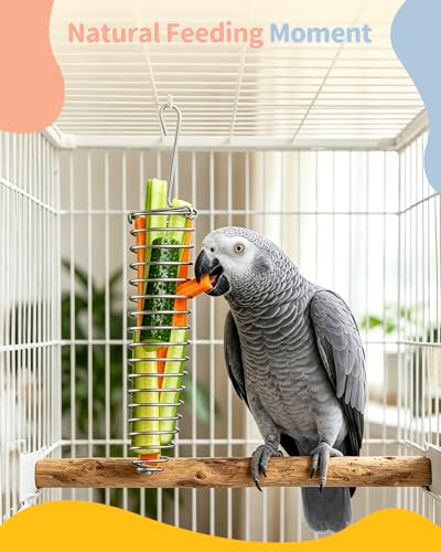 Pawfly Millet Spray Holder, Millet Holder for Bird Cage, Stainless Steel Bird Treat Holder, Bird Cage Food Holder for Parrots, Parakeet Foraging Feeder for Fruits, Veggies & Treats