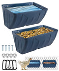 Chicken Feeders, 2 Pack, Duck Feeders and Waterers, Hanging Poultry Water Feeder, Livestock Fence Feeder, Feed Trough and Waterer Bucket with Clips, Blue - color: 2 Pack Blue