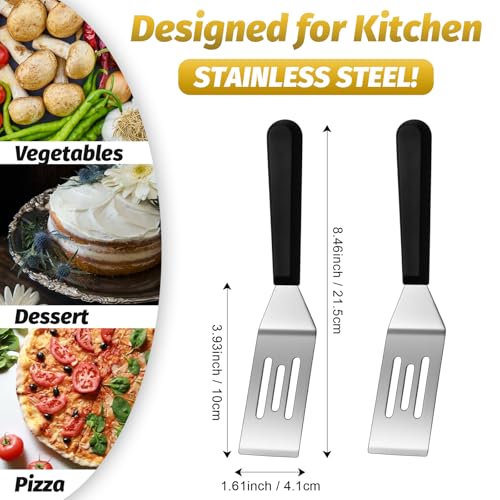 Patelai 5 Pack Small Spatula Mini Serving Brownie Spatula for Serving and Flipping Cooking Pancakes Desserts Cookie Eggs Lasagna (Slotted,Black Handle) - color: Black Handle, size: Slotted