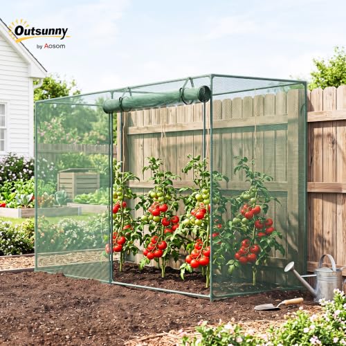 Outsunny 6' x 3' x 5' Crop Cage, Plant Protection Tent, Green | Zippered Doors, for Vegetable Garden Backyard Outdoor Use