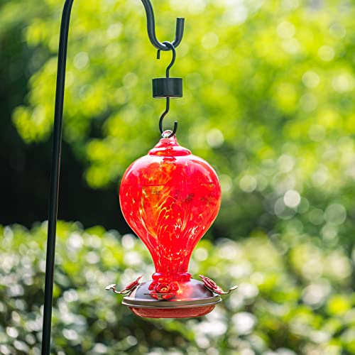 2 Packs Hummingbird Feeders for Outdoors Hanging Ant and Bee Proof, 34OZ & 32OZ Hand Blown Glass Hummingbird Feeders for Outside, 2 Red | LaElvish Garden 2 Packs Hummingbird Feeders for Outdoors Hanging Ant and Bee Proof, - color: 2 Red
