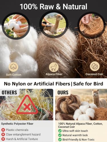 Handmade Alpaca Fiber Bird Nesting Star, Refillable Nesting Material Holder for Wild Birds & Hummingbirds, Natural Nesting & Outdoor Garden Decor Gift for Bird Lovers - color: star
