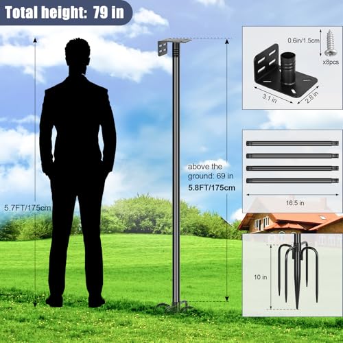 Gtongoko Smart Bird Feeder Pole 1-Inch Dia 79 Inch Bluebird House Pole for Outdoors Weather Station Heavy Duty Metal Mounting Kit Adjustable Bird Feeder Stand Black - color: 79 Inch