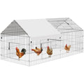 NUGRIART Metal Chicken Coop 83"×38" Chicken Run with Waterproof Cover Portable Poultry Cage Walk in Hen House Outdoor Backyard Farm Animal Enclosure Crate Pet Playpen Exercise Pen for Rabbit Duck - size: 83.0"L x 38.0"W x 34.0"H