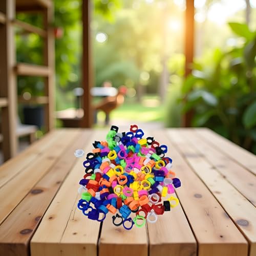 100PCS 10 Colors Poultry Leg Rings,8mm Poultry Foot Rings Bird Identification Leg Bands Clip-on Rings for Birds, Ducks and Chickens Diameter Poultry Care