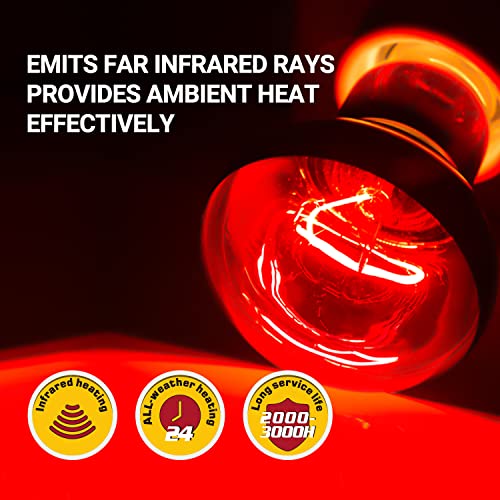 REPTI ZOO 75W Reptile Heat Lamp Bulb 2PCS Infrared Heat Emitter Red Heat Lamp for Reptile Amphibian, Infrared Basking Spot Light Bulb - style: Infrared Heat Emitter