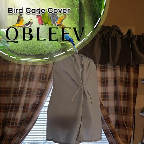 QBLEEV Round Parrot Birdcage Cover, Pet Universal Blackout Cage Cover Shade | Windproof light-proof sleep reduces distractions night accessories cloth without cage, bow tie clouser, easy to wear - color: Light Grey