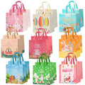 Bszatan 18PCS Easter Gift Bags with Handles, Treat Bags with Happy Bunny Carrot Chick, Multifunctional Non-Woven Easter Baskets for Egg Hunt, Gifts Wrapping, Party Supplies, 8.3×7.9×5.9inch - color: Easter Bags 18 PCS