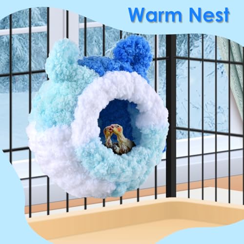 KATUMO Conure Nest, Bird Breeding Nest Parrotlet Snuggle Hut Lovebird House Bed for Conure Lovebird Canary Finch Coneshape Birds Hamster Small Pets - size: S (Blue)