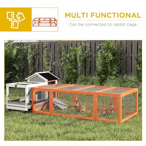 PawHut Large Wooden Rabbit Hutch Bunny Hutch Small Animal Habitat Enclosure Outdoor Run and Lockable Doors, Natural | Small Animal Habitat Enclosure Outdoor Run, Lockable Doors, for Chickens, Ducks - color: Natural