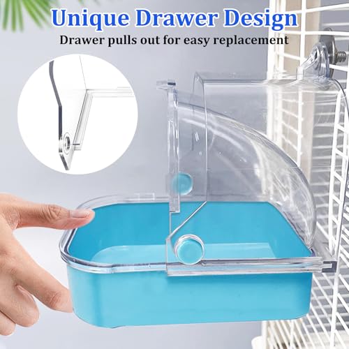 Tfwadmx Bird Cage Bath Hanging Bird Bath Supplies Parrot Bath Tub Water Shower Food Feeder Holder Tray for Small Birds Canary Budgies Cockatiel Lovebirds(Blue) - color: Blue
