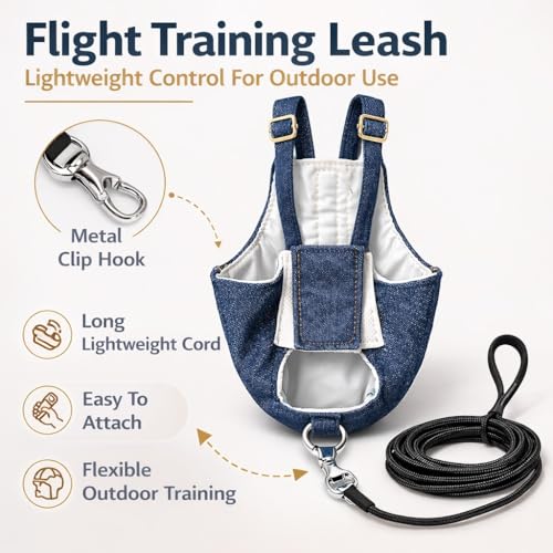 4PCS Bird Diaper Harness Kit with Disposable Pads and Flight Training Leash, Reusable Bird Diaper for Parrots Cockatiels Conures and Parakeets, Adjustable Bird Harness for Indoor Use(L) - color: L