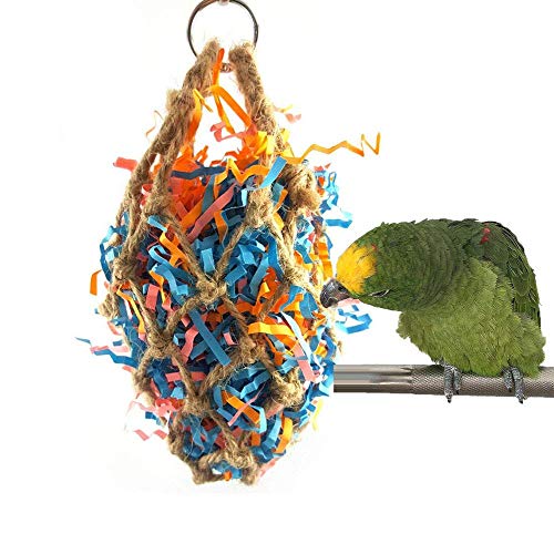 Litewoo Bird Foraging Shredding Nest Chew Hanging Toy for African Grey Cockatoos Conure Parakeet Quaker Cockatiel Cage Accessories - color: Toy1