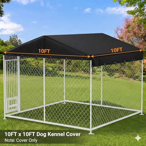 Outdoor Dog Kennel Cover 10'Dx10'W UV Resistant Waterproof Full Coverage for Dog Kennel Replacement Cover - color: 10'Lx10'W