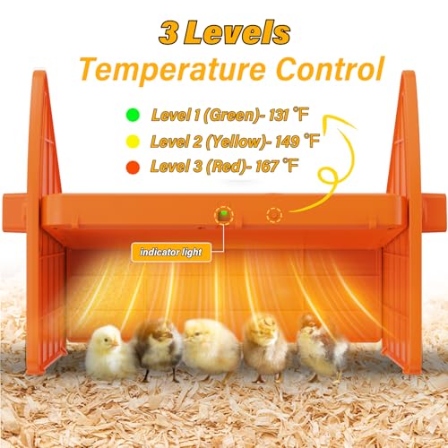 Chick Brooder Heater Plate for Baby Chicks, Ducklings & Poultry | 3-Level Adjustable Temperature Heating Plate, 8.67 x 10.63 Inches, Orange Poultry Brooder Warmer - color: Orange, size: 8.7"L x 9.8"W x 13.0"H