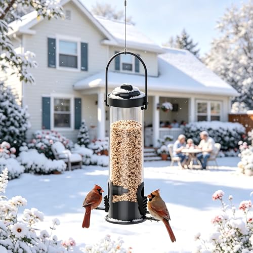 Bird Feeders for Outdoors Squirrel Proof, Elongated Oval | Effective Squirrel Block Design,Heavy-Duty Weather & Chew Resistant Build,Multi-Port Feeding & Large Seed Storage