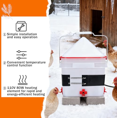 Thermo Bucket Belt Heated Strap Compatible with RentACoop 2-5Gallon Chicken Waterer,Auto-Thermostatic Chicken Water Heating Wrap with 6.6ft Power Cord,Keep Poultry Water from Freezing in Winter