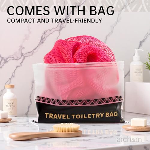 ARCH&M African Exfoliating Net Sponge with Knots | Authentic African Net Spong, Daily Use Afroscrub, Smoother Skin, Body Scrubber & Back Scrub, Exfoliating Wash Cloths - color: Lavender