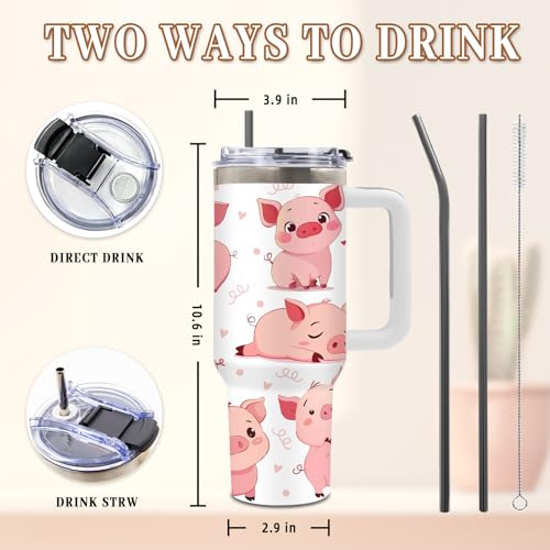 DUUV Cute Pig Tumbler 40oz, Insulated Pig Lover Gift for Women | Pink Just a Girl Who Loves Pigs Tumbler Leakproof, Pigs Gift for Animal Lovers, Christmas Birthday Gift for Girl, 1 Pack - color: Girl Loves Pig