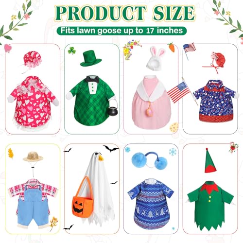 8 Set Basic Style Porch Goose Outfit 17inch, Seasonal Bundle | For Lawn Yard Decor, Seasonal Themes Include Fall Halloween Thanksgiving Christmas Valentines Easter Summer, Dress Hat Set - size: 17Inch, style: Basic Style
