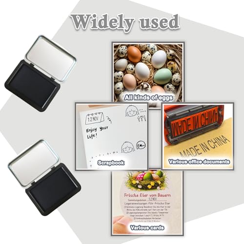 2 PCS Egg Date Marking Stamp Ink Pad, 2.95 x 2.16 inches, for Fresh Eggs (Black) - color: 2 Black