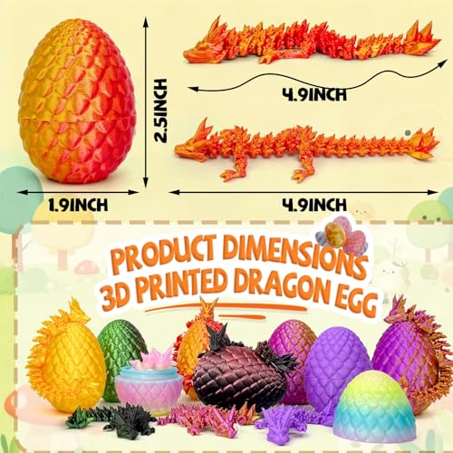 3D Printed Dragon Eggs with Dragon Inside,Prefilled Easter Eggs Filled,Articulated Flexible Dragon,Easter Advent Calendar Easter Basket Stuffers,Collectibles for Adults Teens Boys (18pcs) - color: 18pcs