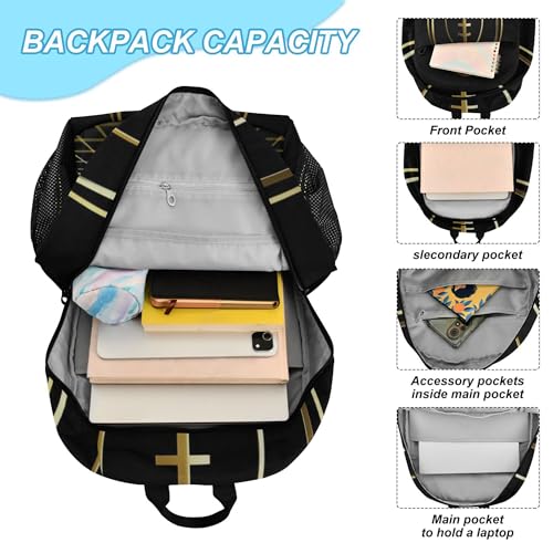 American Football Gold Backpack with Lunch Bag, School Travel Backpack for Teens Boys Girls Backpacks Set - color: Black and Gold