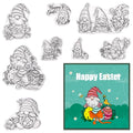 Estivaux Easter Bunny Gnomes Clear Stamps for Card Making and Journaling, Easter Eggs Rubber Stamps Flowers Elf Stamps for Scrapbooking DIY Cards Album Crafts