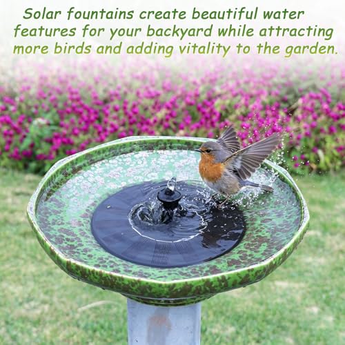 11.6" Solar Ceramic Bird Bath Fountain,Birdbaths for Outside | Solar Fountains for Bird Bath,Weather-Resistant Vintage BirdBaths Decorfor Garden Patio Yard Deck Lawn (Green) - color: Green