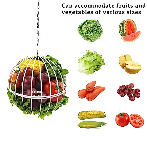 Hanging Chicken Feeder 7.1 Inch Chicken Veggie Treat Ball 1PCS White | Large IronSturdy Chicken Treat Holder with 15.7 Inch Hanging Chain - color: White