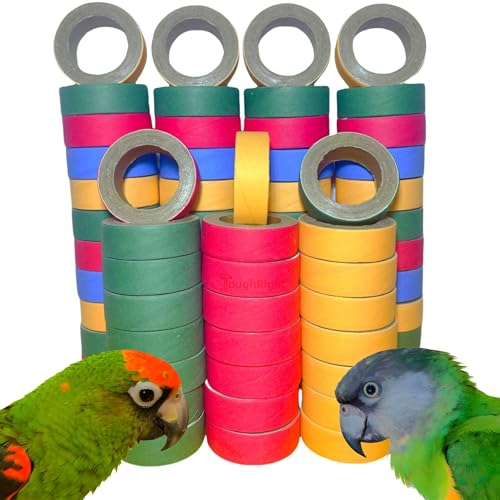70 Pcs Chew Bagels Bird Toys for Parrots Durable Cardboard BrioChew 0.3in“ Thick Chewing Shredding Foraging Foot for Medium & Large Parrot Amazons Mini Macaws African Greys Cockatoos Eclectus Senegal - size: 70 PCS