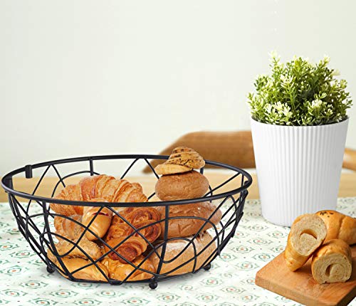 Buruis Metal Fruit Basket Bowl with Banana Holder, Bird Design, Black | Kitchen Countertop Organizer, 2-in-1 Fruit Storage Bowl, Banana Rack, Modern Kitchen Decor, Dining Table Centerpiece - color: Black