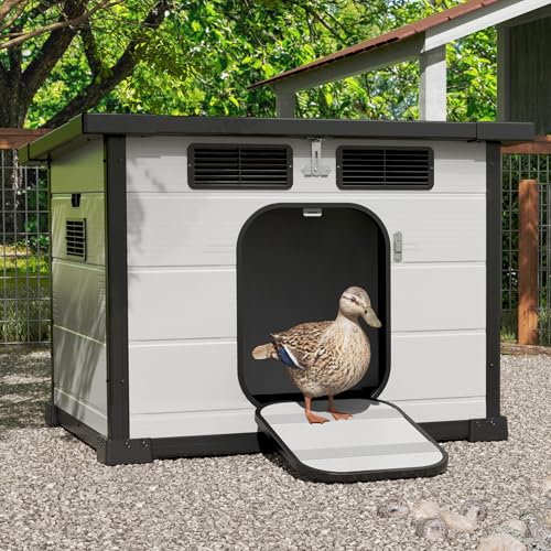 GDLF Duck Coop for Outside, Plastic Night Shelter for Backyard Ducks | Ideal for backyard duck shelter, with ventilated panels and weather-resistant construction.