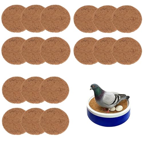 Cabilock 18pcs Natural Coconut Fiber Nesting Pads for Birds, Pigeon Parrot Breeding Mats, Reusable Coir Eggs Mats for Cage Lining for Bird Breeding Nests