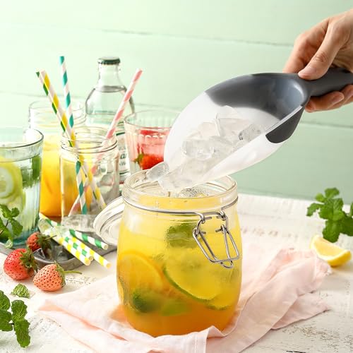 Spring Chef Magnetic Ice Scoop for Freezer, BPA-Free Food Scooper, Gray | Flexi-Plastic Popcorn Scoop with Soft Grip Handle - Dishwasher Safe Ice Scooper - Food Scooper for Flour, Grains, Pet Food - color: Gray