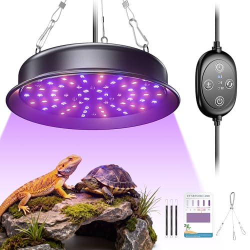 UVB Light for Reptiles, TFNN LED Reptile Light Fixture with Timer & Dimmable, Full Spectrum UVA UVB Reptile Lamp for Bearded Dragon Turtle Lizard Gecko Snake (18W)