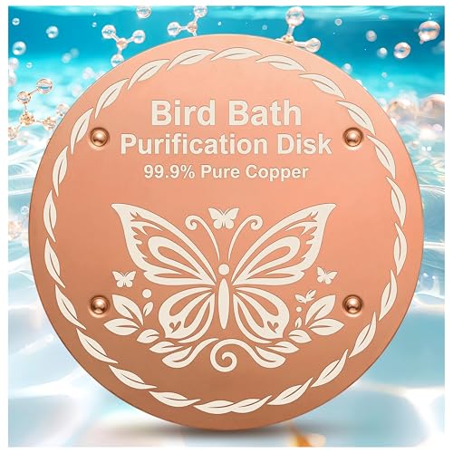 OICEME Bird Bath Purification Disk Pure Copper Outside Birdbath Outdoor Hummingbird Water Fountain Solar Power Window Feeder Stand Nectar Food Pole House Hanging Birdhouse Accessories - color: Gold 1PCS Butterfly