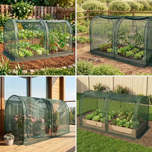 Crop Cage for Garden,98"x49"x49" Tunnel Plant Netting Cover with Zipper,Garden Bed Cover for Protection for Vegetables Fruits,Garden Cage for Plant and Animal