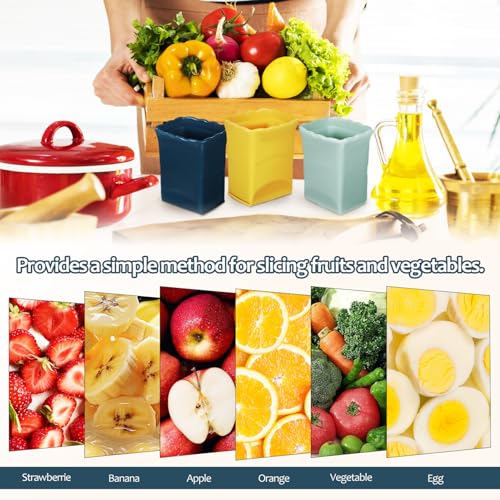 Abaodam Cup Slicer Strawberry Slicer Set 3 Pcs Fruit with Lid and Cleaning Brush Multifunctional Strawberry Cutter Egg for Strawberries Bananas Oranges Kitchen Tool 3.46X2.36X2.36In