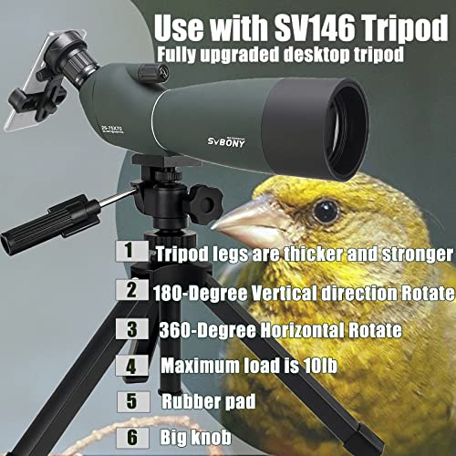 SVBONY SV28 Spotting Scope for Target Shooting with Upgrade Tripod Stable | 25-75x70mm Spotter Scope, Fold Down Eyecup/ Phone Adapter/ Carry Bag, Waterproof Beginner for Bird Watching Wildlife Viewing - style: 25-75x70 With Upgraded Tripod
