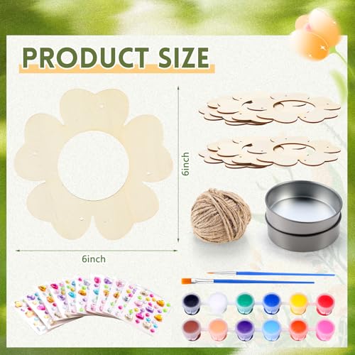 CroBlissful 12 Pack Bird Feeder Craft Kits for Kids DIY Your Own Bird Feeders with Paint and Paintbrushes Wooden Arts and Crafts for Kid Ornaments to Paint Feeders Craft for Garden (Petal Shaped) - style: Petal Shaped