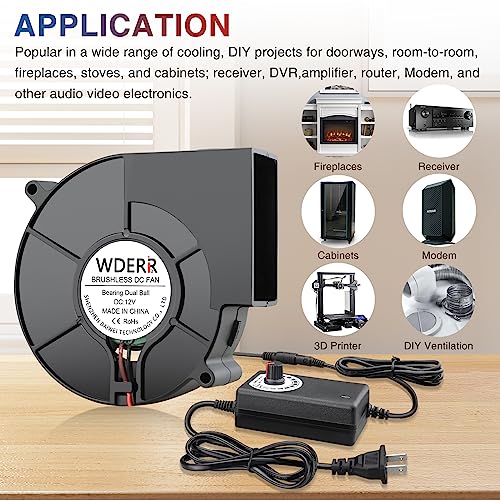 97mm x 33mm Small Centrifugal Blower Cooling Fan, Dual Ball 12V | with 110V–220V AC Variable Speed, High CFM Squirrel Cage Fan for Car Amp,Electronic Ventilation, DIY Inflatable Replacement - style: 97mm X 33mm