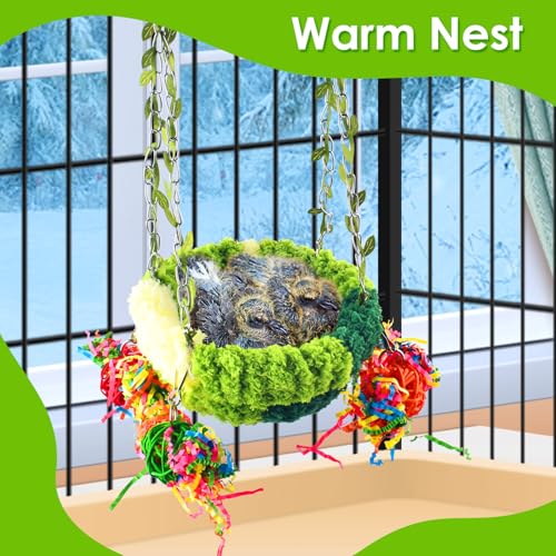 KATUMO Bird Nest, Conure Breeding Bed Parrotlet Snuggle Nest Lovebird Bed Bird Swing Bed for Small Birds, Size Small - color: Green, size: 5.5"L x 5.5"W x 3.0"Th