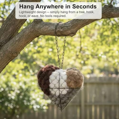 Handmade Fiber Bird Nesting Heart, Birds Nests Material Holder, Bird Nesting Material Includes Plush Fabric and 40g Cotton-Linen Blend Filling, Outside Gifts for Birds Lovers (2 Set) - color: 2 Set