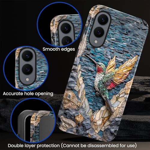 Compatible with Samsung Galaxy S25 Edge Case,Glossy Case All-Round Protection Shockproof Anti-Scratches TPU Cover,Cases for Man Woman-Hummingbird Stained Glass - color: Hummingbird Stained Glass, size: Galaxy S25 EDGE