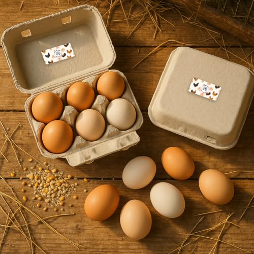 160 Pcs Farm Fresh Eggs Carton Labels, 4 x 2 Inch Rectangular Floral Printed Unwashed Eggs Labels Self-Adhesive Egg Packaging Stickers for Chicken Egg Box Container Farm Supplies - color: Country Style
