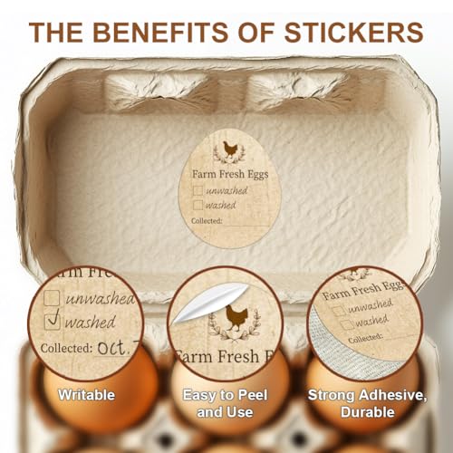 320 Pcs Egg Carton Labels, Washed or Unwashed Egg Sticker Collected Date Writable Irregular PET Adhesive Egg Packaging Sticker for Box Container Carton Farm Supplies, 2x1.7 Inch - color: Washed Or Unwashed