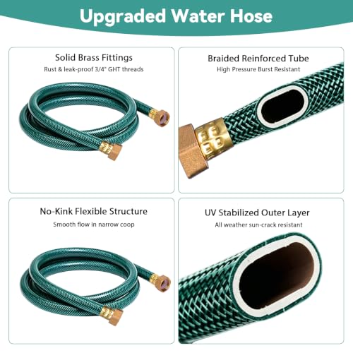 Complete Set Pipeline Automatic Chicken Waterer System, Pipe Chicken Waterer with Water Cups Removable and Washable, Poultry Watering System for Chick Duck Quail (Red, 10 Cup)