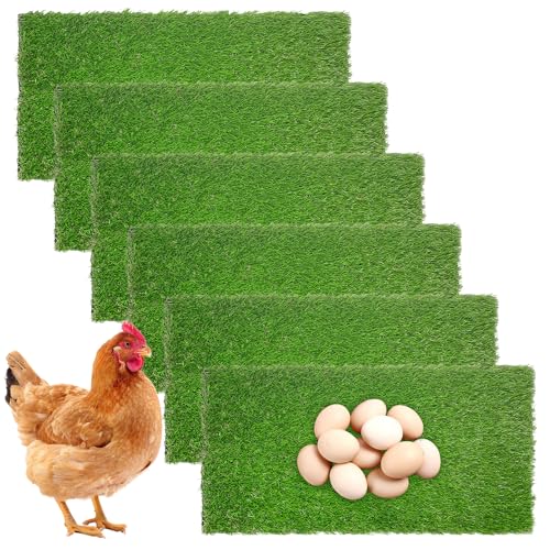 kathson 6 PCS Washable Nesting Pads for Chicken Coop, 11.8 X 23.6 in Artificial Grass Turf Rug Cuttable Chicken Coop Liner for Laying Eggs Reusable Nest Box Bedding Egg-Protecting Mats for Coops - size: 6 Pcs