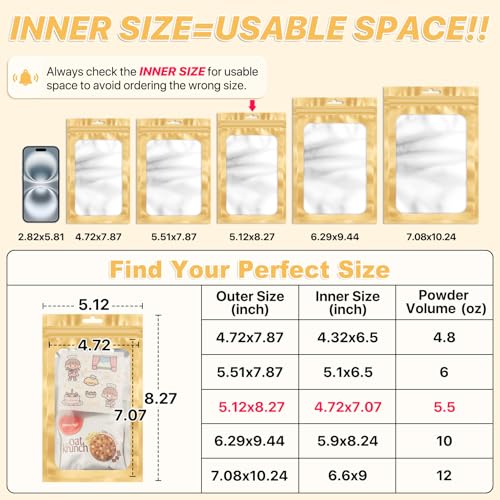 ANZNKU 100 Pcs Colorful Mylar Bags, Resealable Smell Proof Bag Foil Pouch | 5Colors, 5.12x8.27", Frosted Clear Window, Seal Zip Baggies, Packaging Bags for Small Business Candy Jewelry Treat Favor - color: 5 Colors -1, size: 5.12x8.27 inches